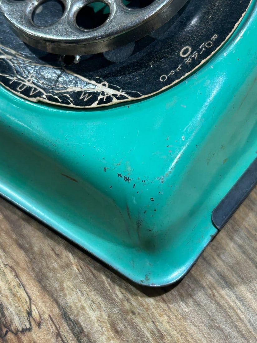 Vintage Duck Egg Blue Rotary Dial Toy Telephone - 4
