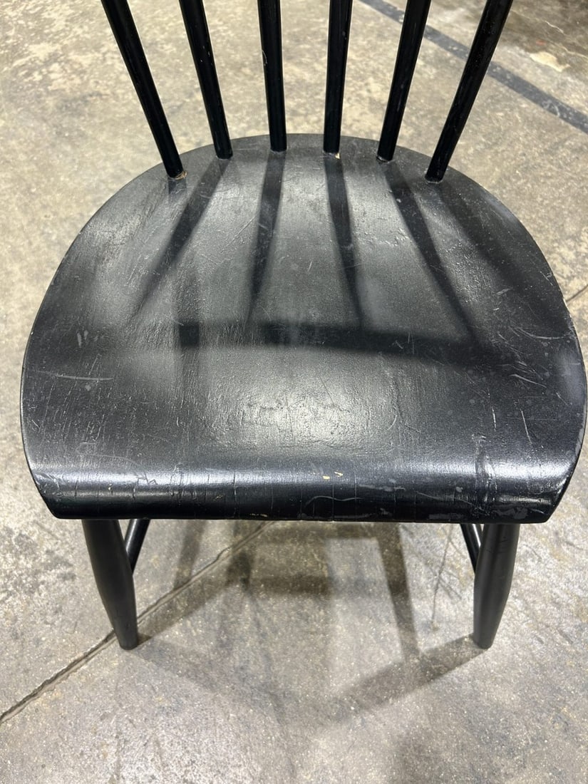 Vintage Black Painted Swedish Spindle Back Chair - 2