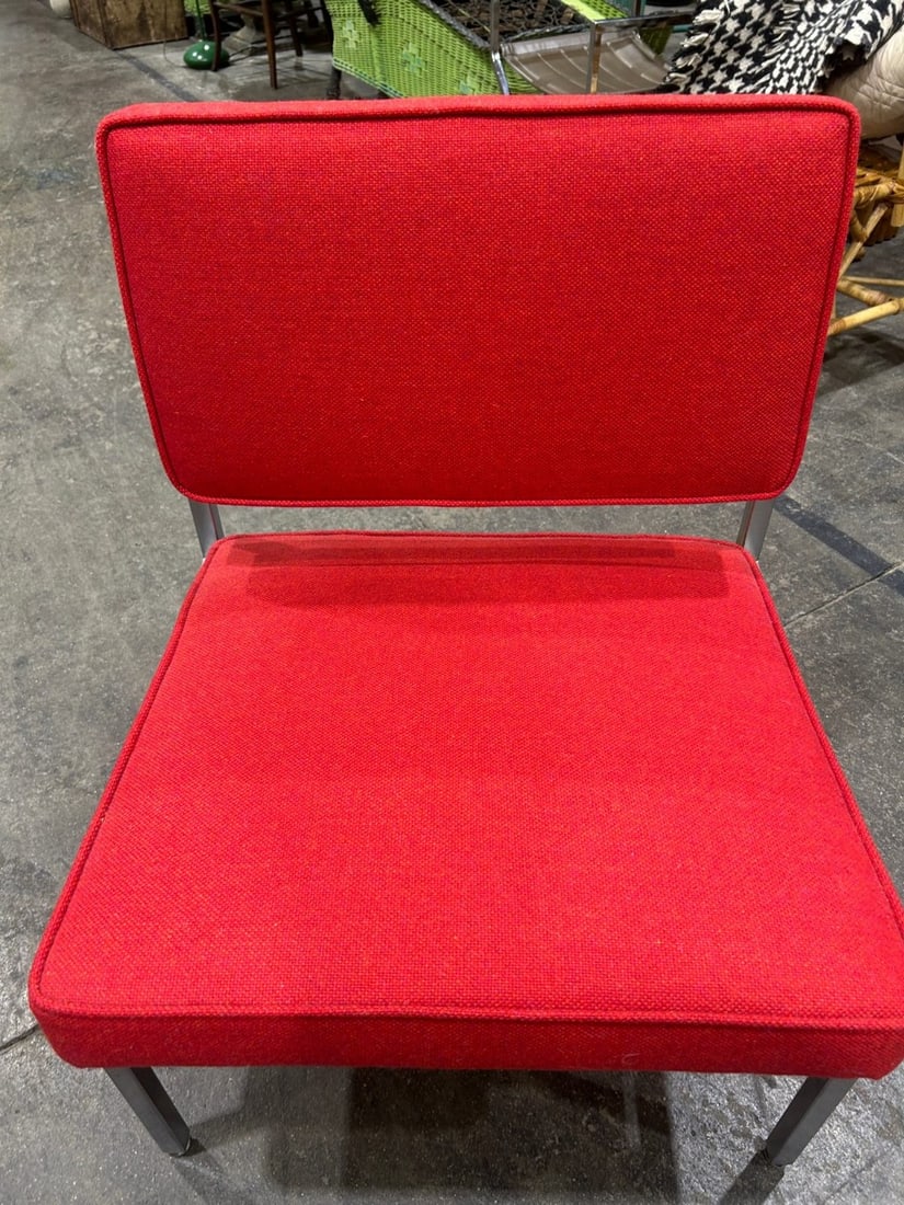 Mid-20th Century Steelcase Red Upholstered Armless Chair - 2