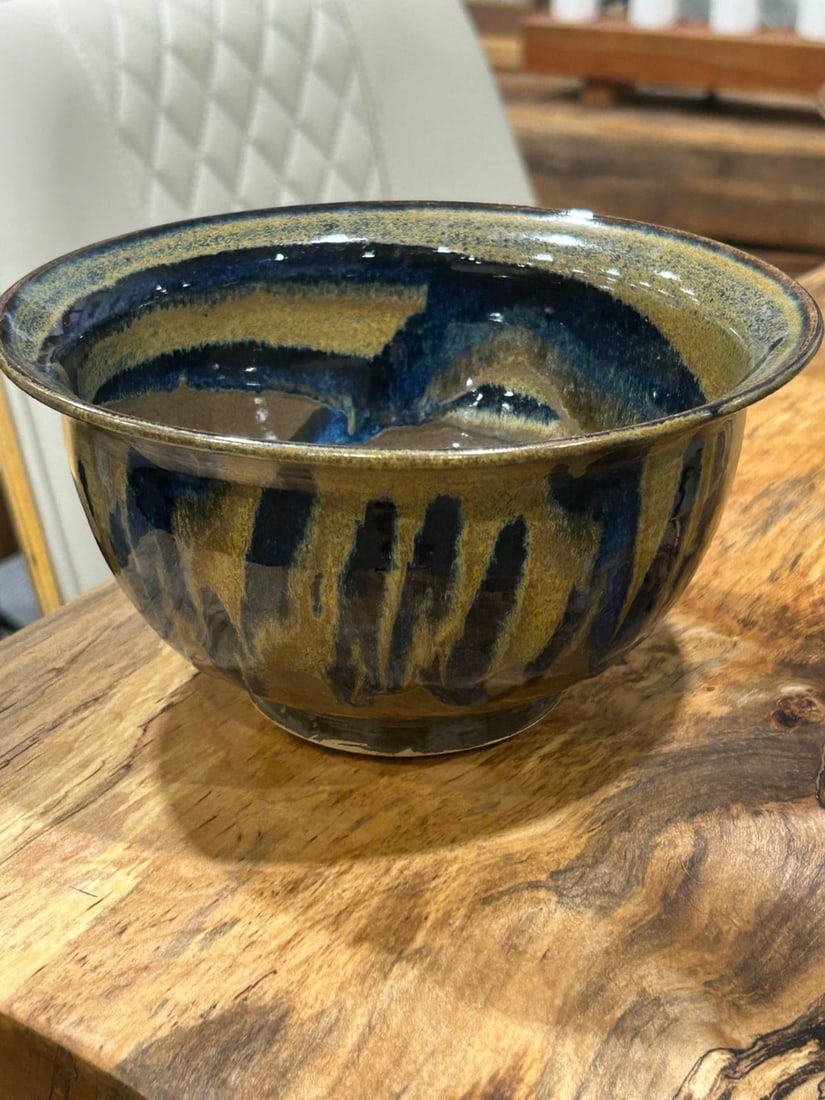 Studio Pottery Blue and Brown Glazed Bowl - 2