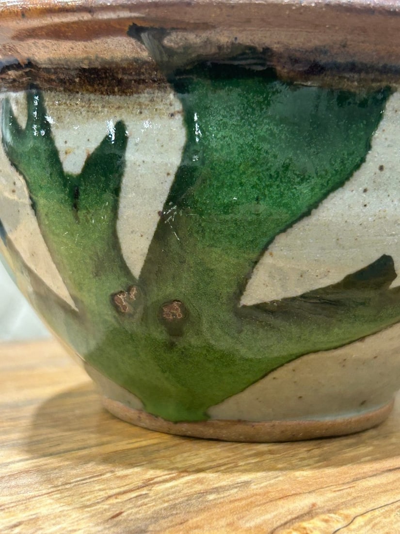 Studio Pottery Bowl with Green Glaze - 2