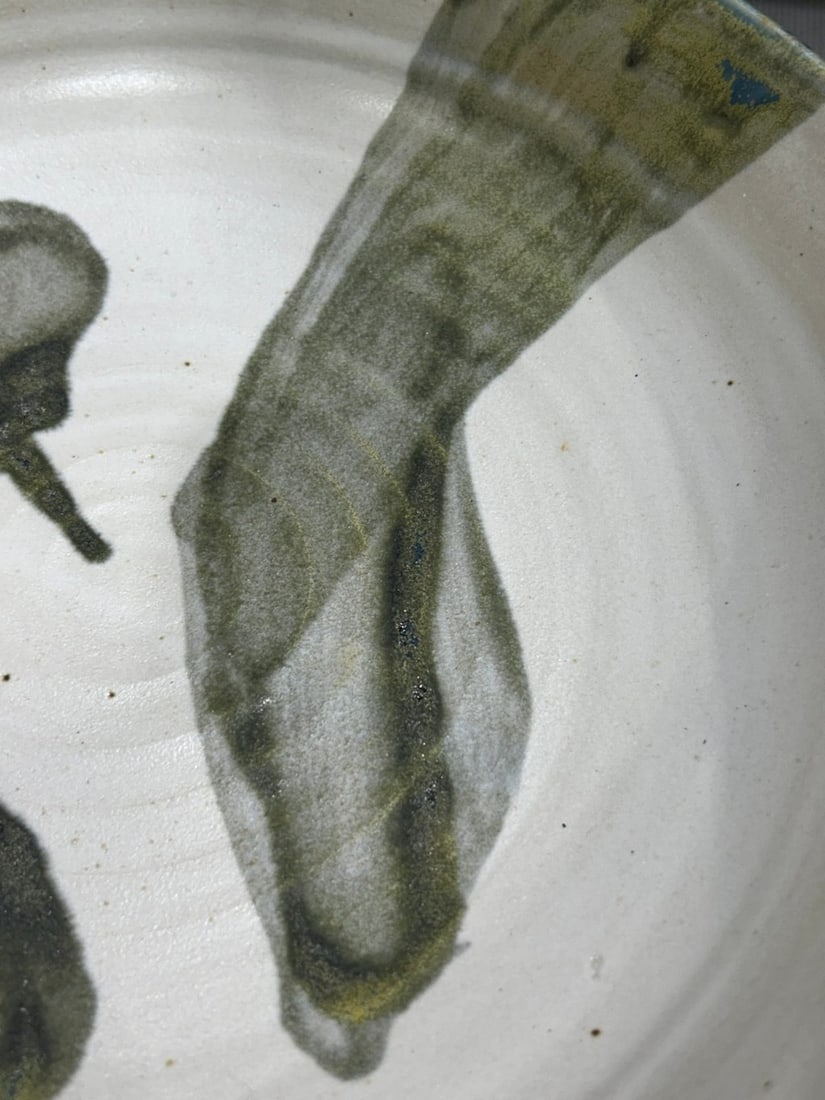 Hand-Thrown Ceramic Bowl with Abstract Green and Blue Glaze - 2