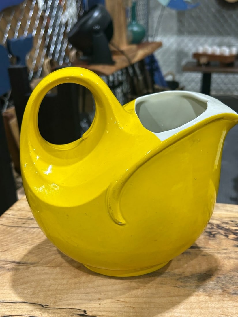Vintage Mid-Century Yellow Ceramic Pitcher - 2