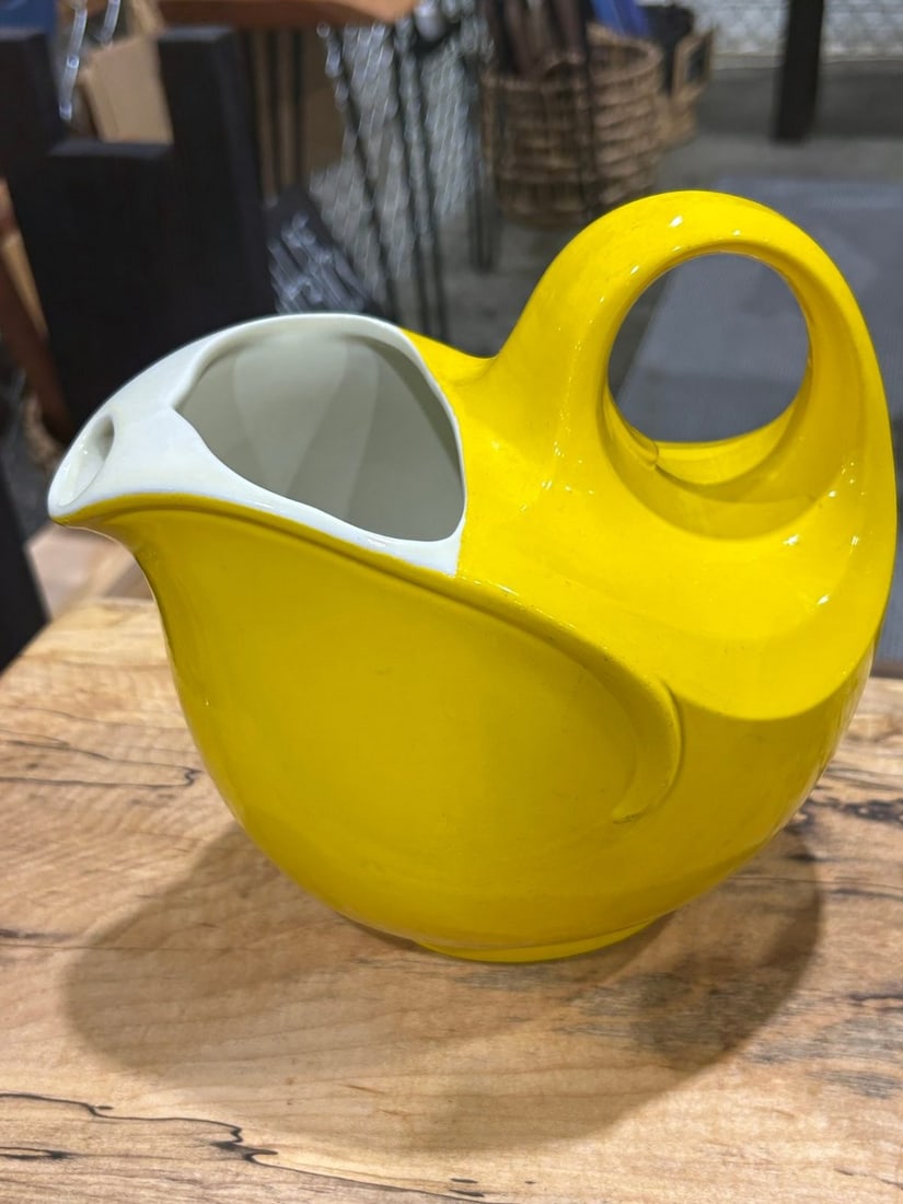 Vintage Mid-Century Yellow Ceramic Pitcher - 4