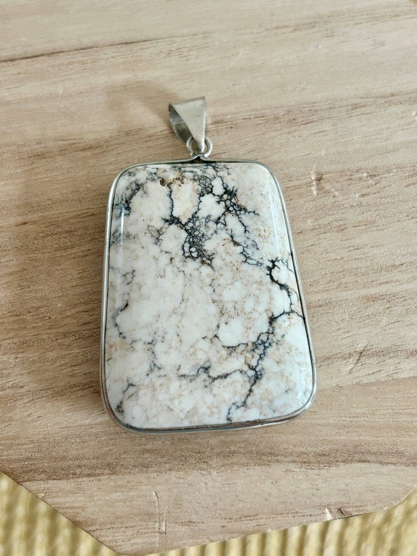 Silver and White Turquoise Pendant - 2