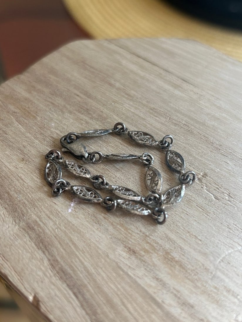 Sterling Silver Made in Turkey Filigree Panel Bracelet - 2