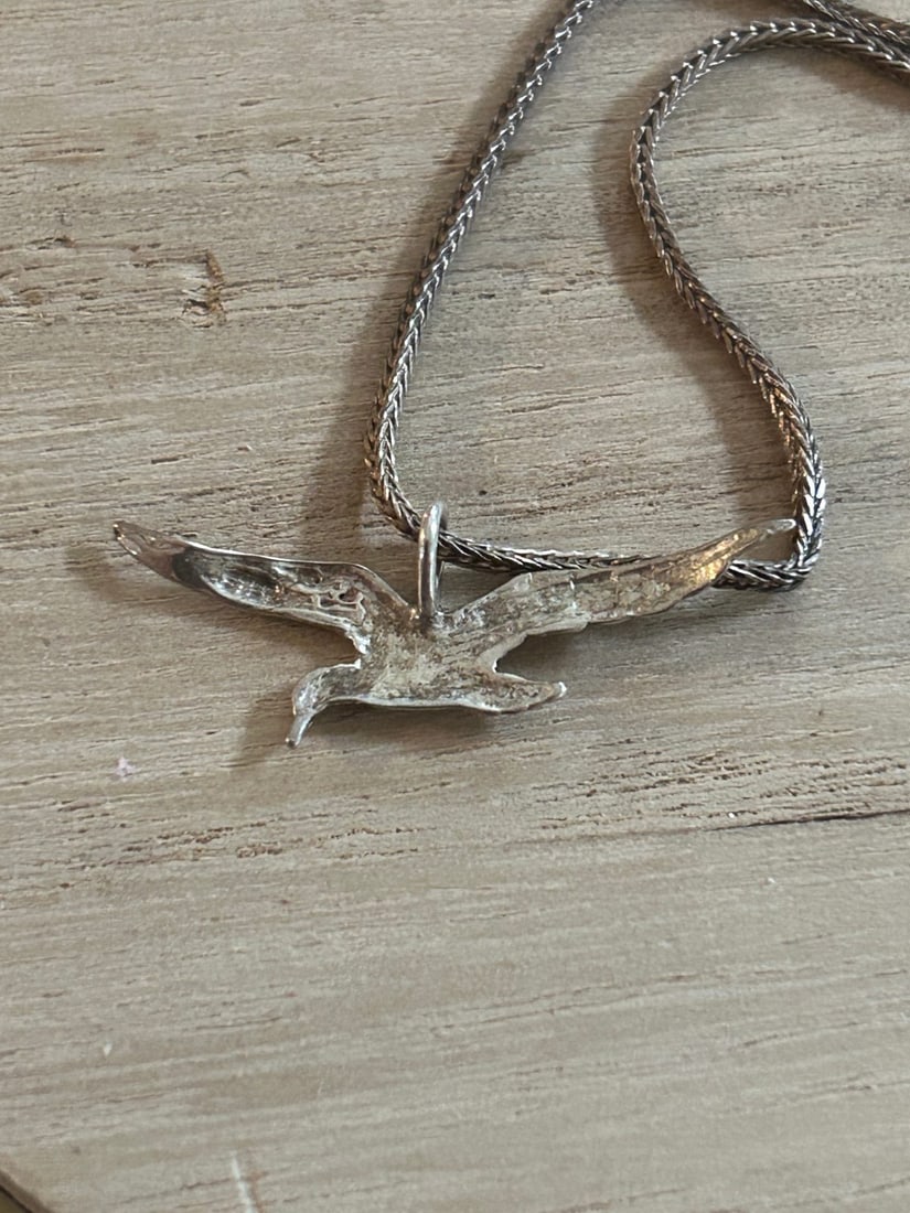 Sterling Silver Soaring Bird Pendant Necklace - 2