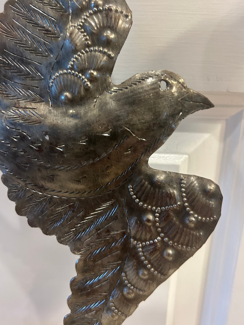 Hand-hammered Metal Folk Art Bird Wall Hanging - 2