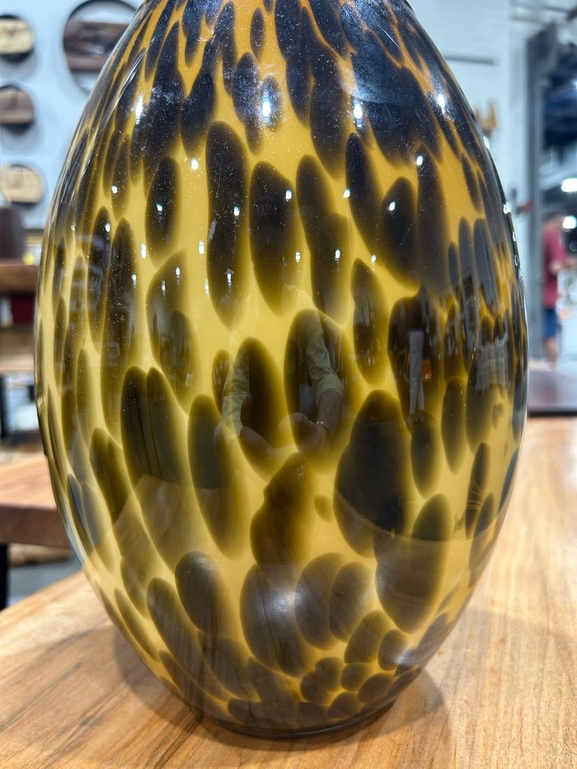 Contemporary Tortoiseshell Oversized Art Glass Vase - 2