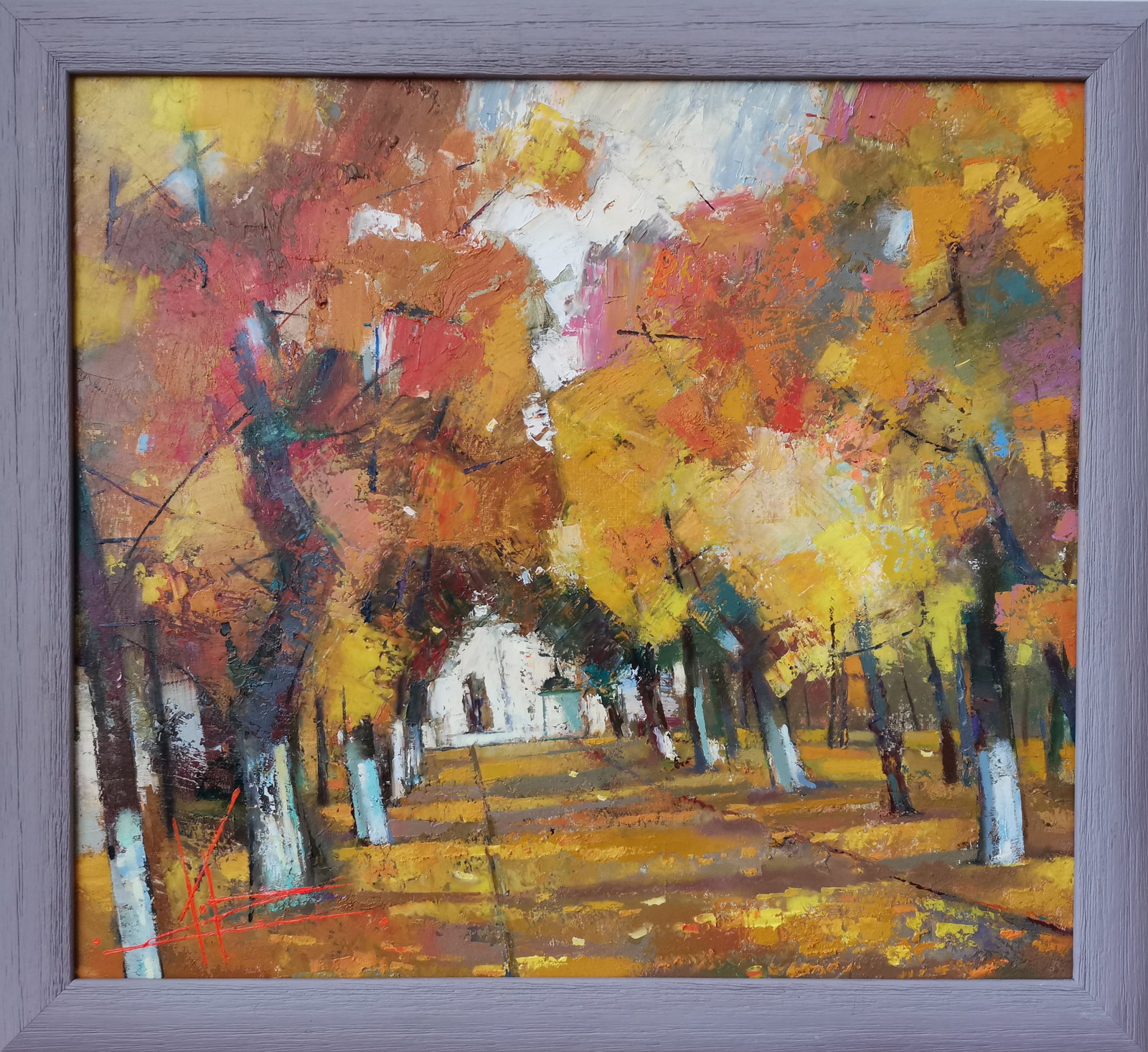 Oil painting autumn in the park Oksana Kyrylenko: Title: Oil painting autumn in the park Oksana Kyrylenko Description: 21KOR Painter: Oksana Kyrylenko Size: 45x50 cm/17.7x20 inches Components: oil, canvas Original painting ERA: 2019 Oksana