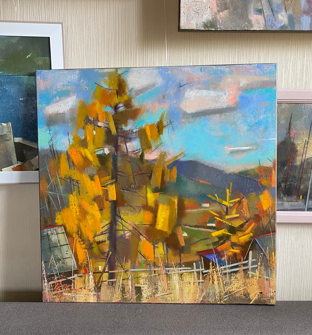 Abstract Oil painting Carpathians in autumn. Larch Oksana Kyrylenko - 6