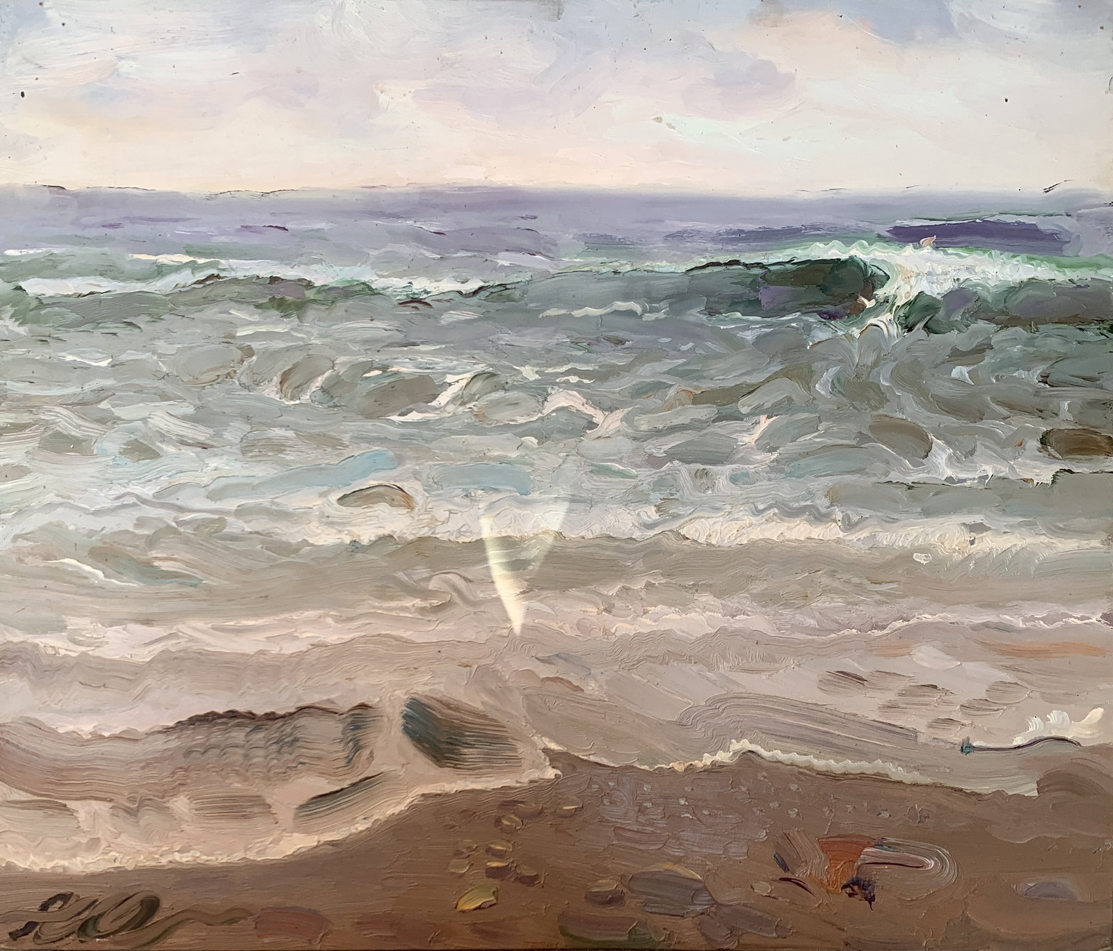 Oil painting Spring seashore Onyshchenko: Title: Oil painting Spring seashore Onyshchenko Description: 27ON Painter: Onyshchenko Anatoly Ivanovich Size: 36x42 cm/ 14,17x16,53 inches Components: oil, fiberboard Original painting CONDITION: exe