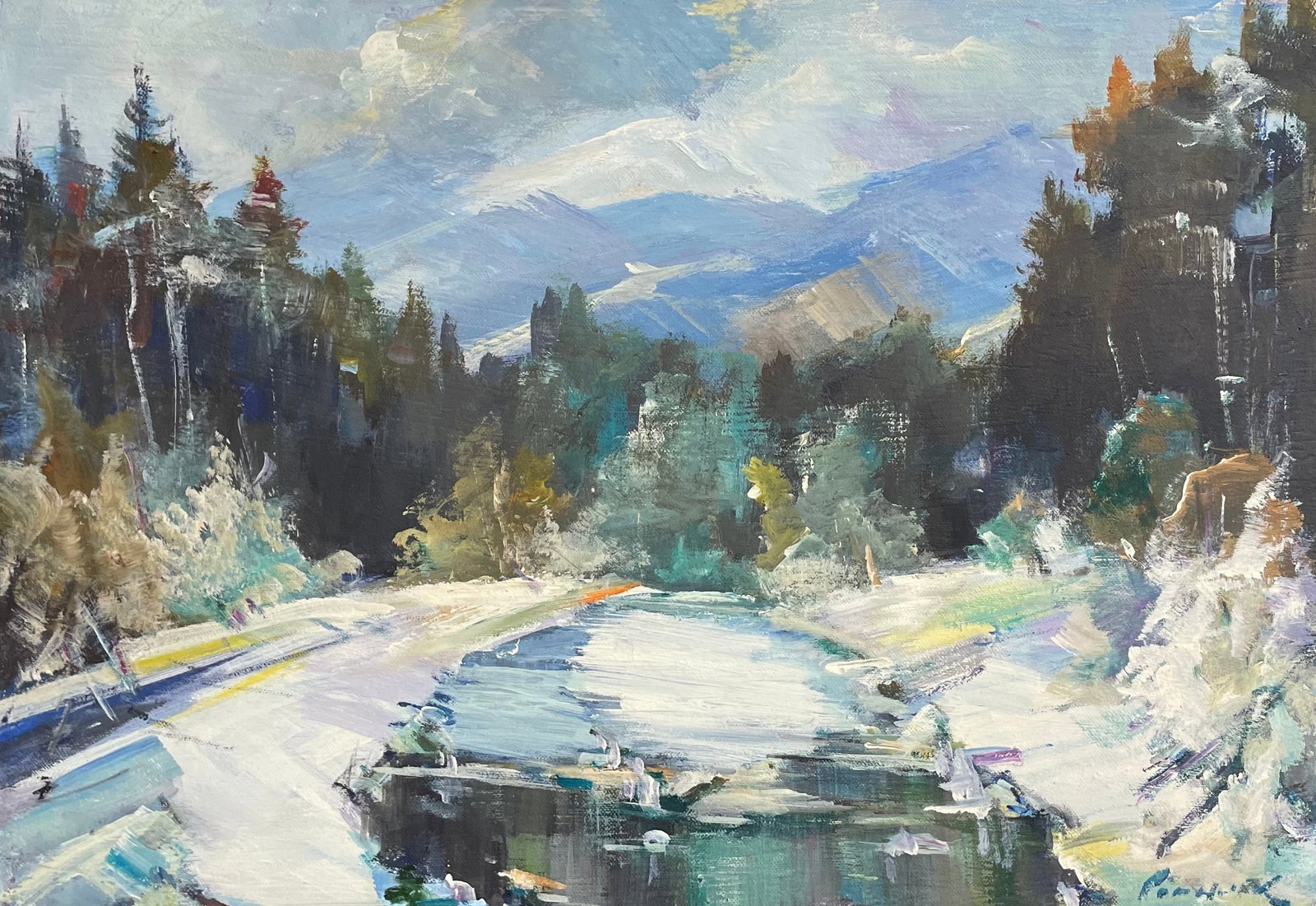 Oil painting Winter in the Carpathian Ivan Romanyuk: Title: Oil painting Winter in the Carpathian Ivan Romanyuk Description: 10ROM Painter: Ivan Romanyuk Size: 70x50 cm/27,5x19,6 inches Components: oil, canvas Original painting CONDITION: exellent ARTIS