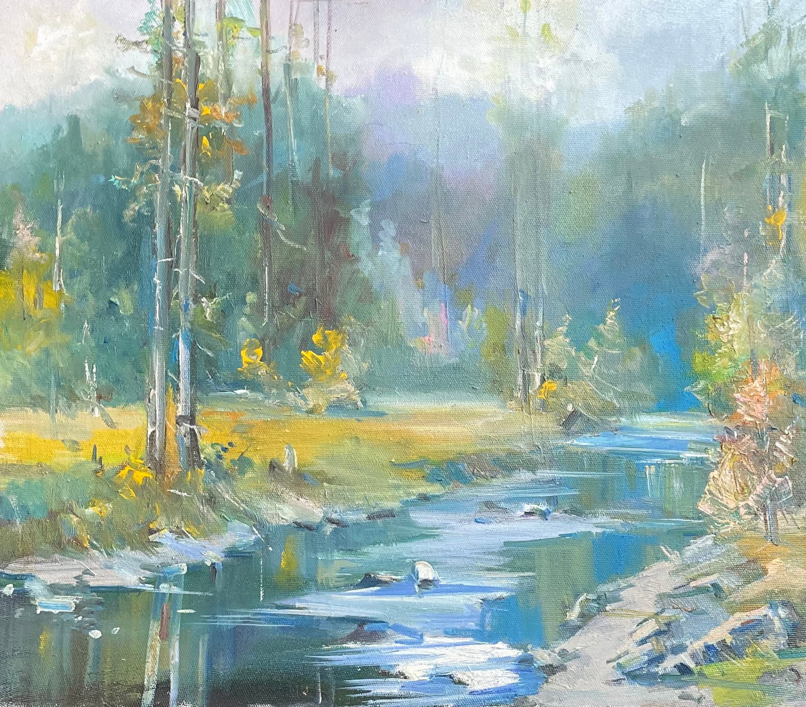 Oil painting Foggy Ivan Romanyuk: Title: Oil painting Foggy Ivan Romanyuk Description: 18ROM Painter: Ivan Romanyuk Size: 70x60 cm/27,5x23,6 inches Components: oil, canvas Original painting CONDITION: exellent ARTIST: A native of Ivan