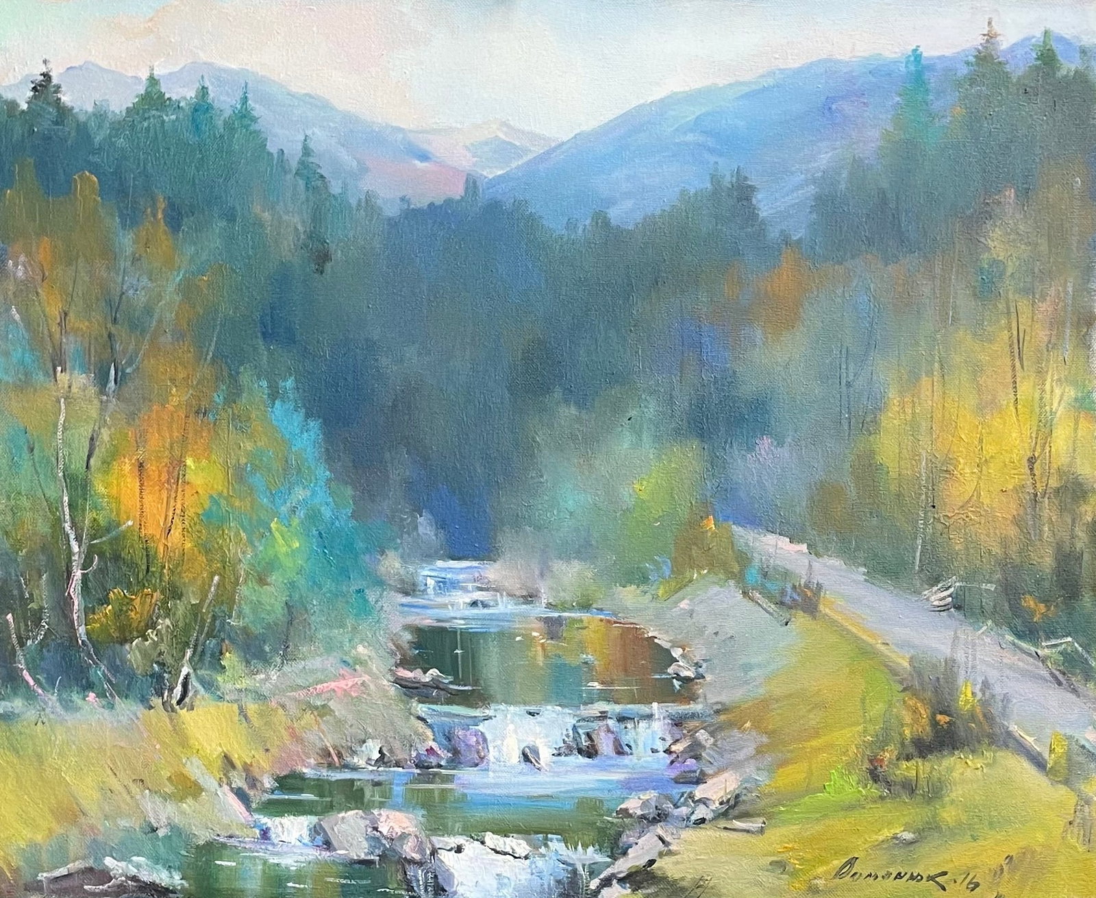 Oil painting Autumn Ivan Romanyuk: Title: Oil painting Autumn Ivan Romanyuk Description: 34ROM Painter: Ivan Romanyuk Size: 80x65 cm/31,4x25,5 inches Components: oil, canvas Original painting CONDITION: exellent ARTIST: A native of Iva