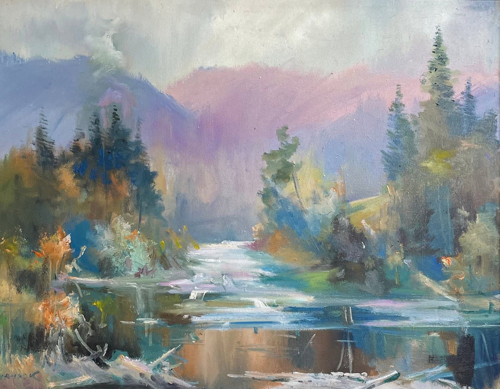 Oil painting Pink evening Ivan Romanyuk: Title: Oil painting Pink evening Ivan Romanyuk Description: 43ROM Painter: Ivan Romanyuk Size: 80x65 cm/31,4x25,5 inches Components: oil, canvas Original painting CONDITION: exellent ARTIST: A native 