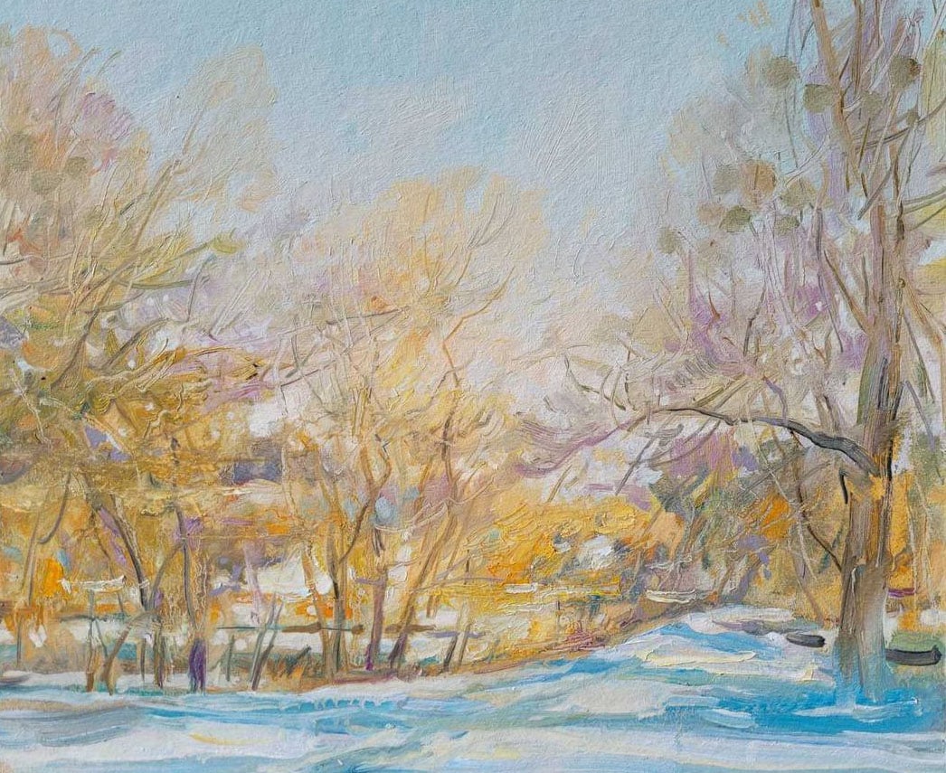 Oil painting Spring Oleksandr Oleksandrovich Nazarenko: Title: Oil painting Spring Oleksandr Oleksandrovich Nazarenko Description: 08NAA Painter: Oleksandr Nazarenko Size: 33x40 cm/12.99x15.74 inches Components: oil, cardboard Original painting from our