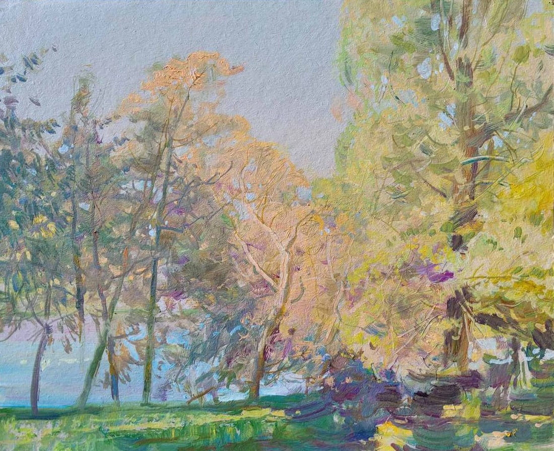 Oil painting warm day Oleksandr Oleksandrovich Nazarenko: Title: Oil painting warm day Oleksandr Oleksandrovich Nazarenko Description: 11NAA Painter: Oleksandr Nazarenko Size: 33x40 cm/12.99x15.74 inches Components: oil, cardboard Original painting from our