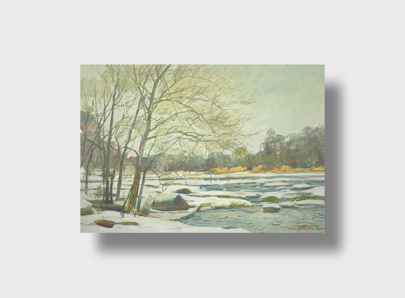 Oil painting Rapids on the Bug River Oleksandr Oleksandrovich Nazarenko - 3