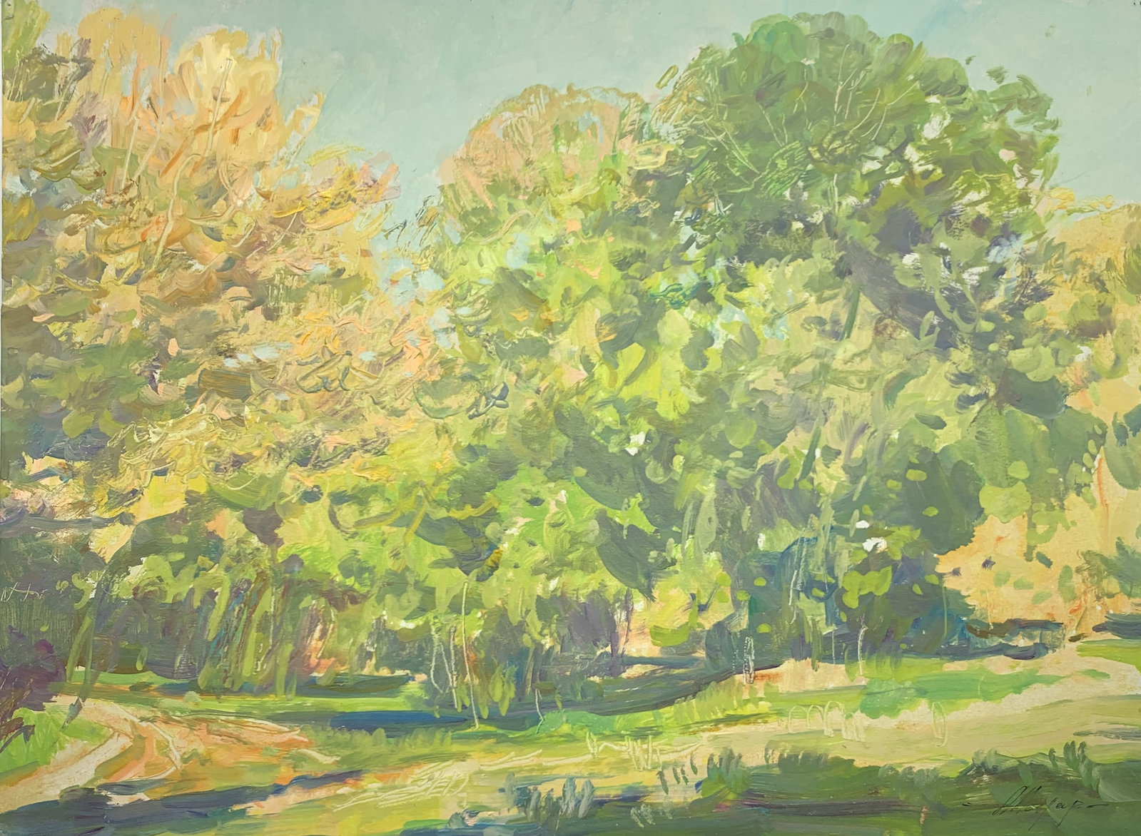 Oil painting Warm day Oleksandr Oleksandrovich Nazarenko: Title: Oil painting Warm day Oleksandr Oleksandrovich Nazarenko Description: 57NAA Painter: Oleksandr Nazarenko Size: 40x50 cm/15,74x19,68 inches Components: Oil, cardboard Original painting from our