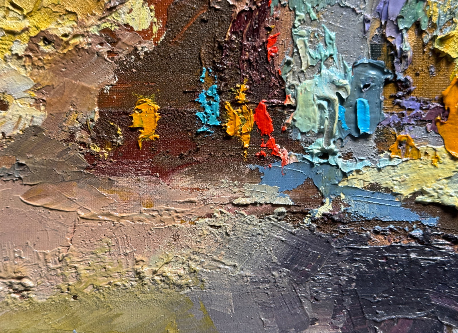 Abstract Oil painting with frame Lviv Market Square K. Leonid - 13