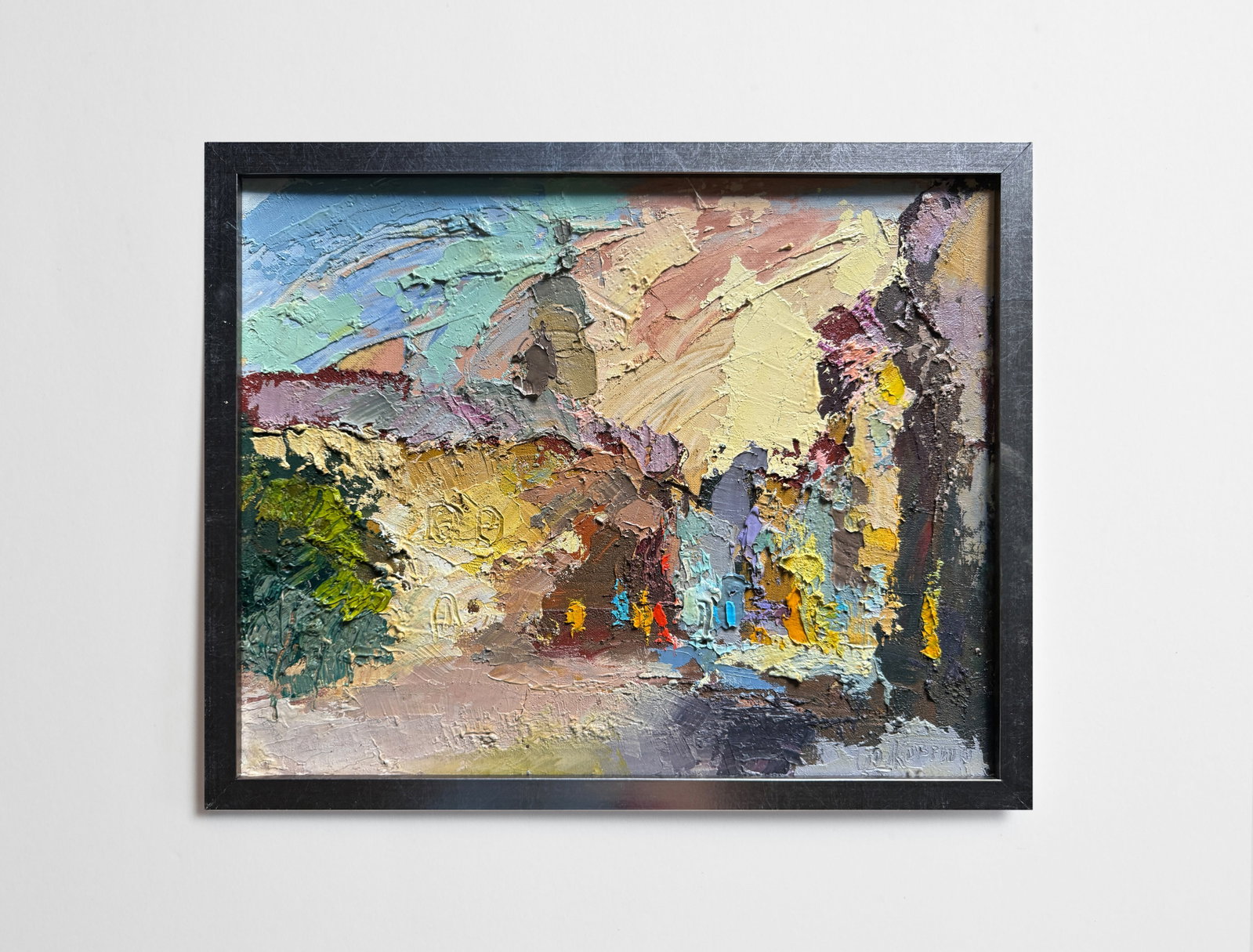 Abstract Oil painting with frame Lviv Market Square K. Leonid - 2