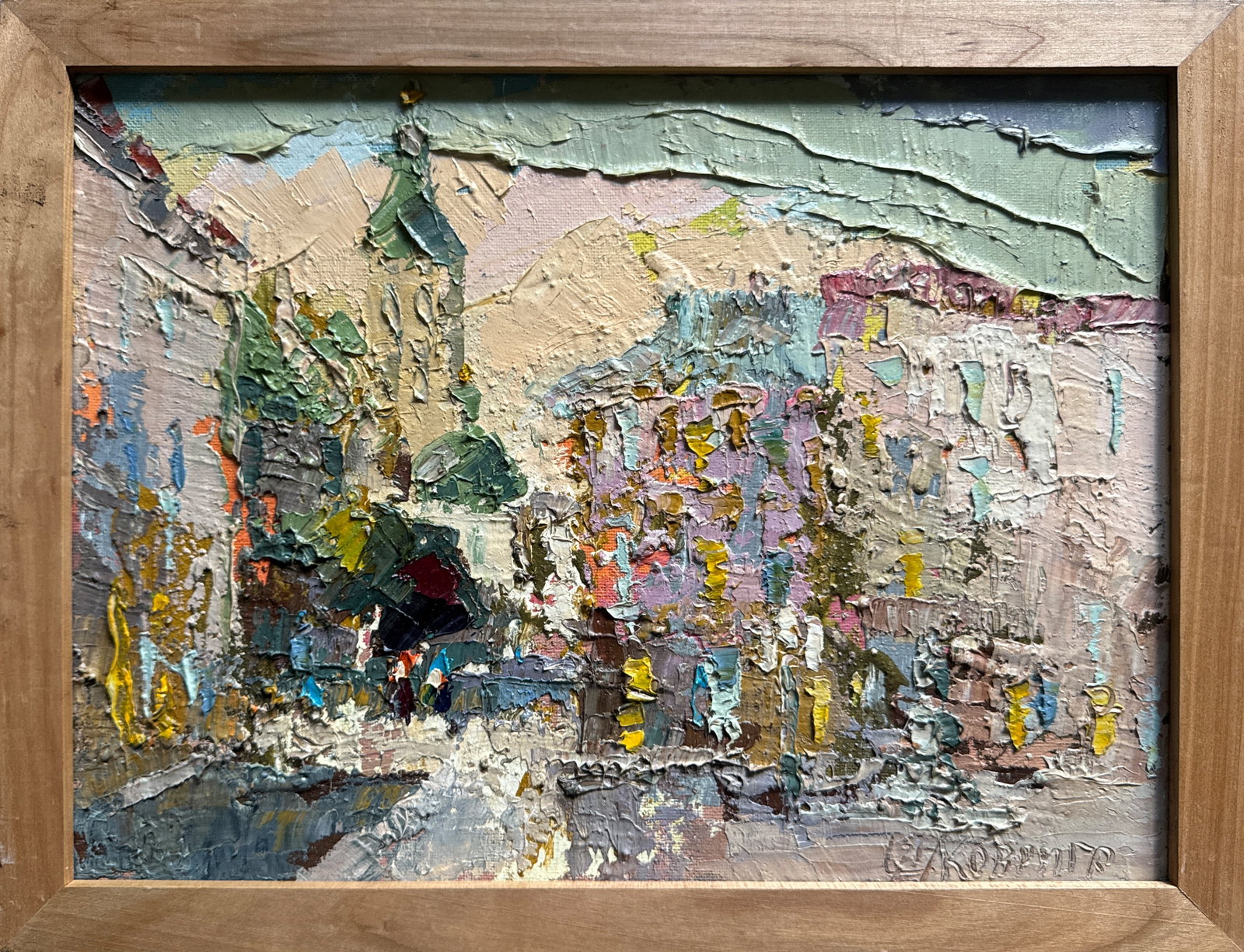 Oil painting with frame Lviv Square K. Leonid: Title: Oil painting with frame Lviv Square K. Leonid Description: 510KK Painter: K. Leonid Size: 30x40 cm/ 11.81x15.74 inches Components: oil, canvas, fiberboard Original painting CONDITION: exellent