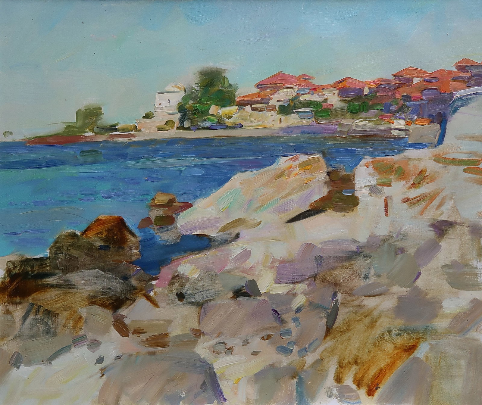 Oil painting On the shore Serg Kovalenko: Title: Oil painting On the shore Serg Kovalenko Description: 44SK Painter: Serg Kovalenko Size: 50x60 cm/19.7x23.6 inches Components: oil, canvas Original painting CONDITION: exellent ERA: modern