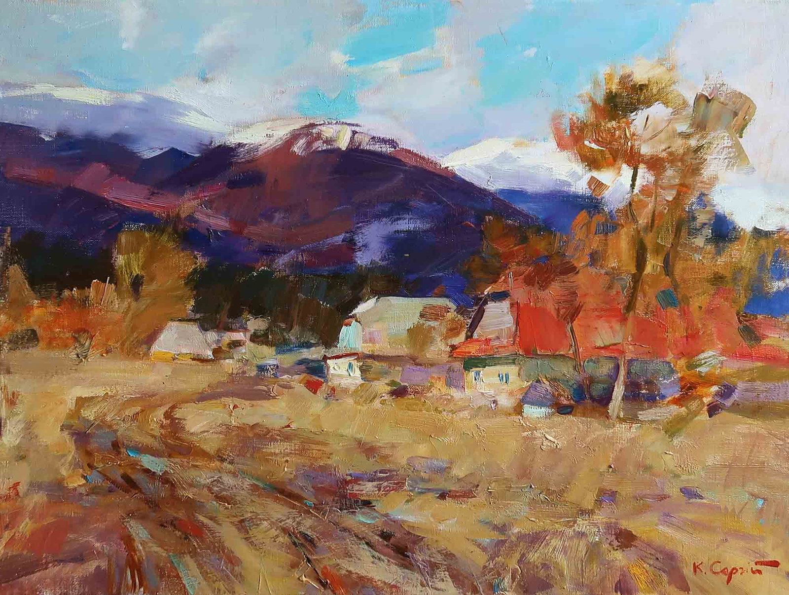 Oil painting Rural Serg Kovalenko: Title: Oil painting Rural Serg Kovalenko Description: 55SK Painter: Serg Kovalenko Size: 50x65 cm/19.7x25.6 inches Components: oil, canvas Original painting CONDITION: exellent ERA: modern Graduated