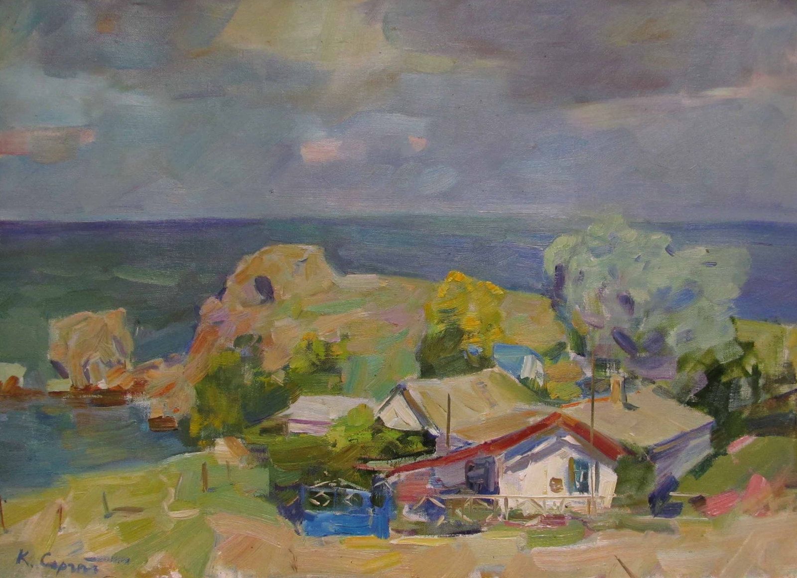 Oil painting Crimean summer Serg Kovalenko: Title: Oil painting Crimean summer Serg Kovalenko Description: 97SK Painter: Serg Kovalenko Size: 50x70 cm/19.7x27.6 inches Components: oil, canvas Original painting CONDITION: exellent ERA: modern