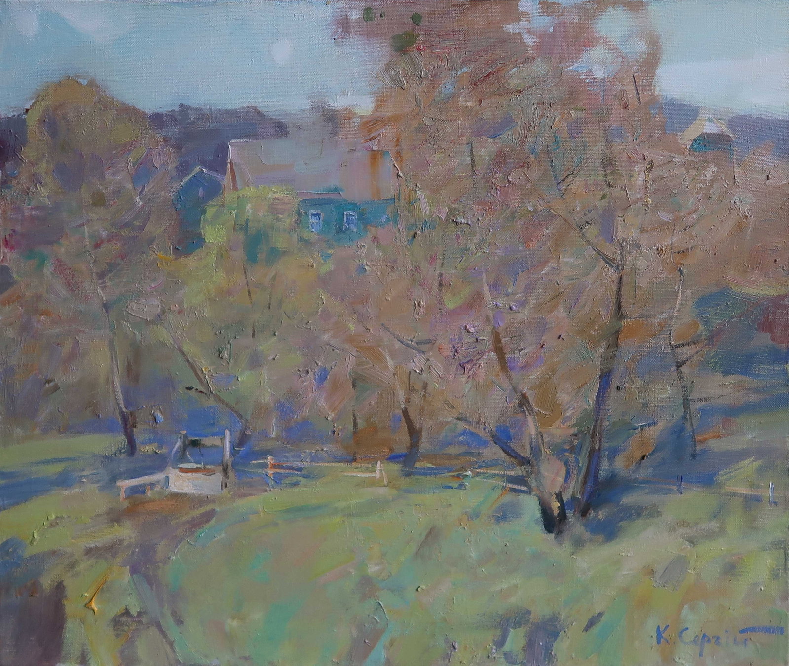 Oil painting spring Serg Kovalenko: Title: Oil painting spring Serg Kovalenko Description: 133SK Painter: Serg Kovalenko Size: 60x50 cm/23.6x19.7 inches Components: oil, canvas Original painting CONDITION: exellent ERA: modern Graduated