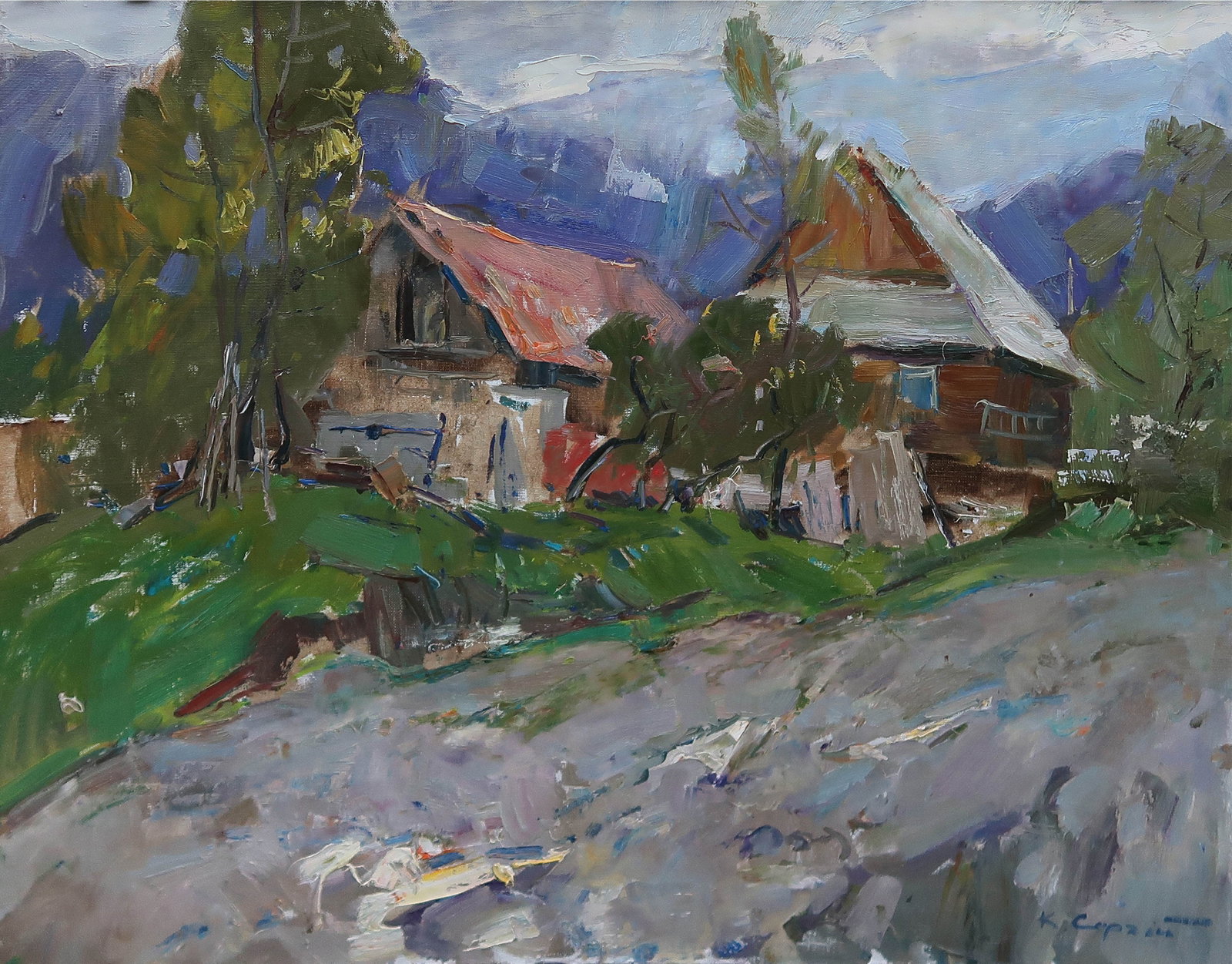 Oil painting Hills Serg Kovalenko: Title: Oil painting Hills Serg Kovalenko Description: 150SK Painter: Serg Kovalenko Size: 50x60 cm/19.7x23.6 inches Components: oil, canvas Original painting CONDITION: exellent ERA: modern Graduated 