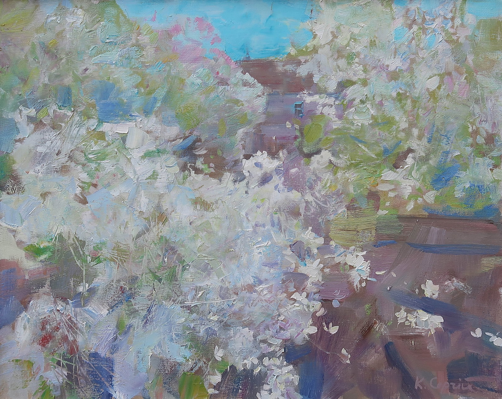Oil painting White flowers Serg Kovalenko: Title: Oil painting White flowers Serg Kovalenko Description: 152SK Painter: Serg Kovalenko Size: 50x60 cm/19.7x23.6 inches Components: oil, canvas Original painting CONDITION: exellent ERA: modern Gr