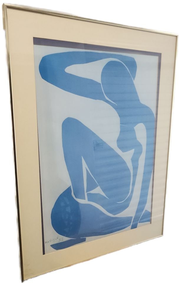 Vintage 22x30 Lithograph of the Celebrated 1952 Cut-Out the "Blue Nude" by Matisse. Facsimile Signed - 2