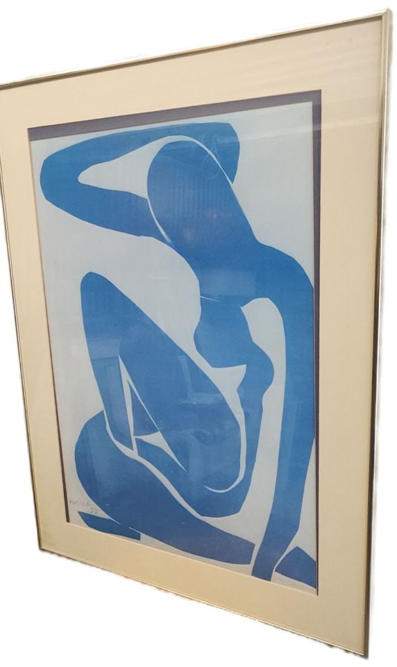Vintage 22x30 Lithograph of the Celebrated 1952 Cut-Out the "Blue Nude" by Matisse. Facsimile Signed - 3