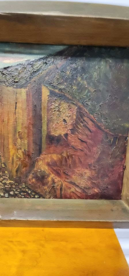 Titled North Coast this 1963 impasto painting captures the sea breaking against imposing rock cliffs - 4