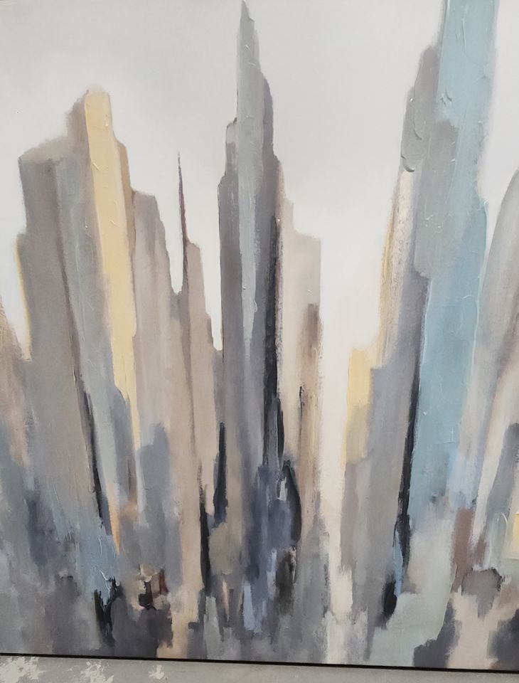 Abstract Impressionist 48x60 Giclee Print Painting on Canvas titled Midtown Skyline by Gregory Lang. - 3