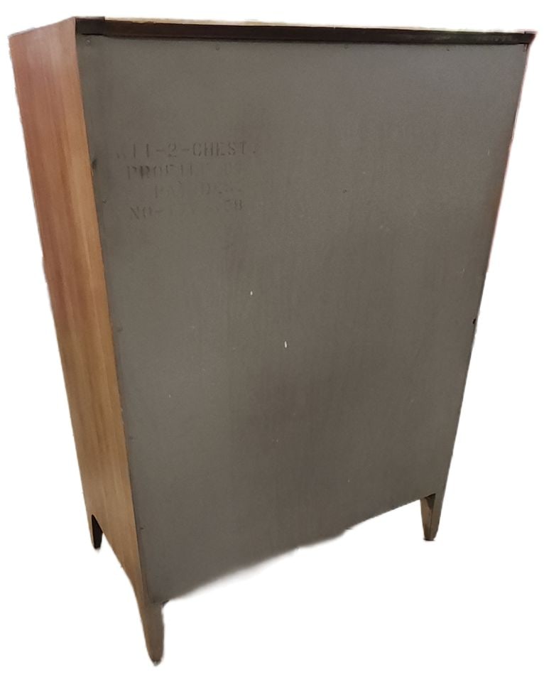 1950s Drexel Mid-Century Modern Designer 6-Drawer 34Lx18Wx48H HiBoy Walnut Dresser. - 6