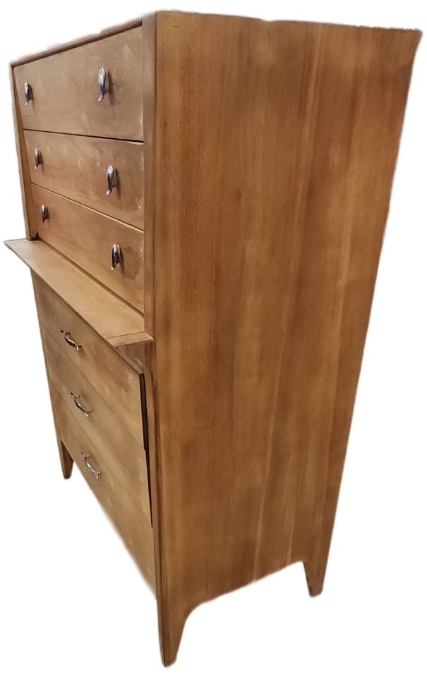 1950s Drexel Mid-Century Modern Designer 6-Drawer 34Lx18Wx48H HiBoy Walnut Dresser. - 9