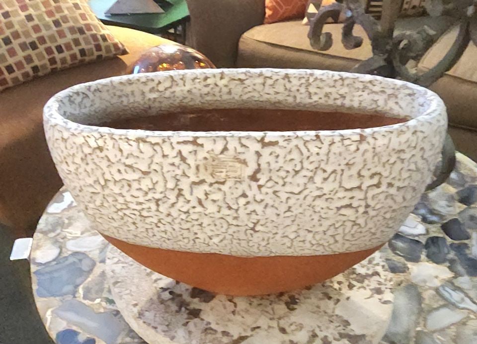 Vintage Japanese Style 15x9x6 Studio Vase w/ Volcanic Porcelain Glazed Top & Clay Terracotta Base - 2