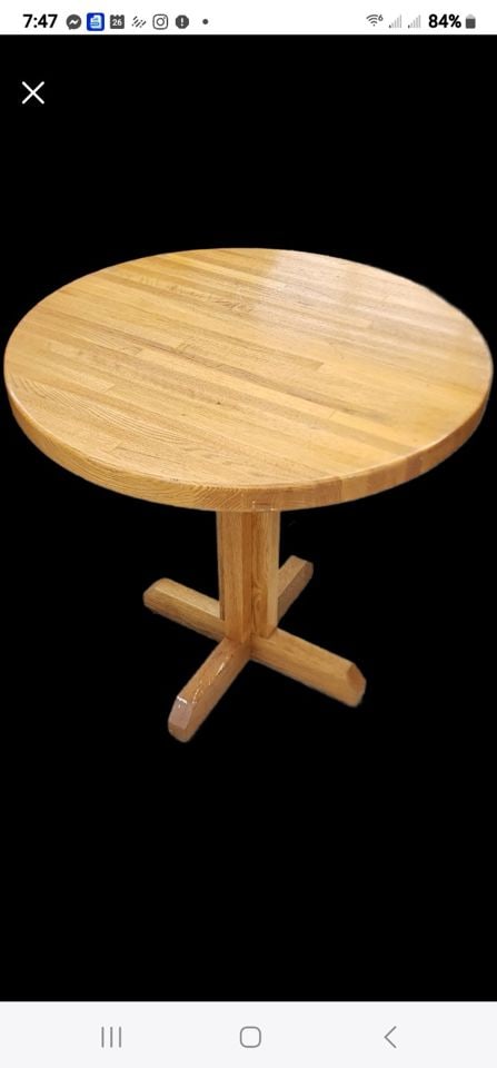 Vintage Country Style 30"D x 29"H Rustic Solid Oak Butcher Block Dining Table. Perfect for Modern (1 of 2)