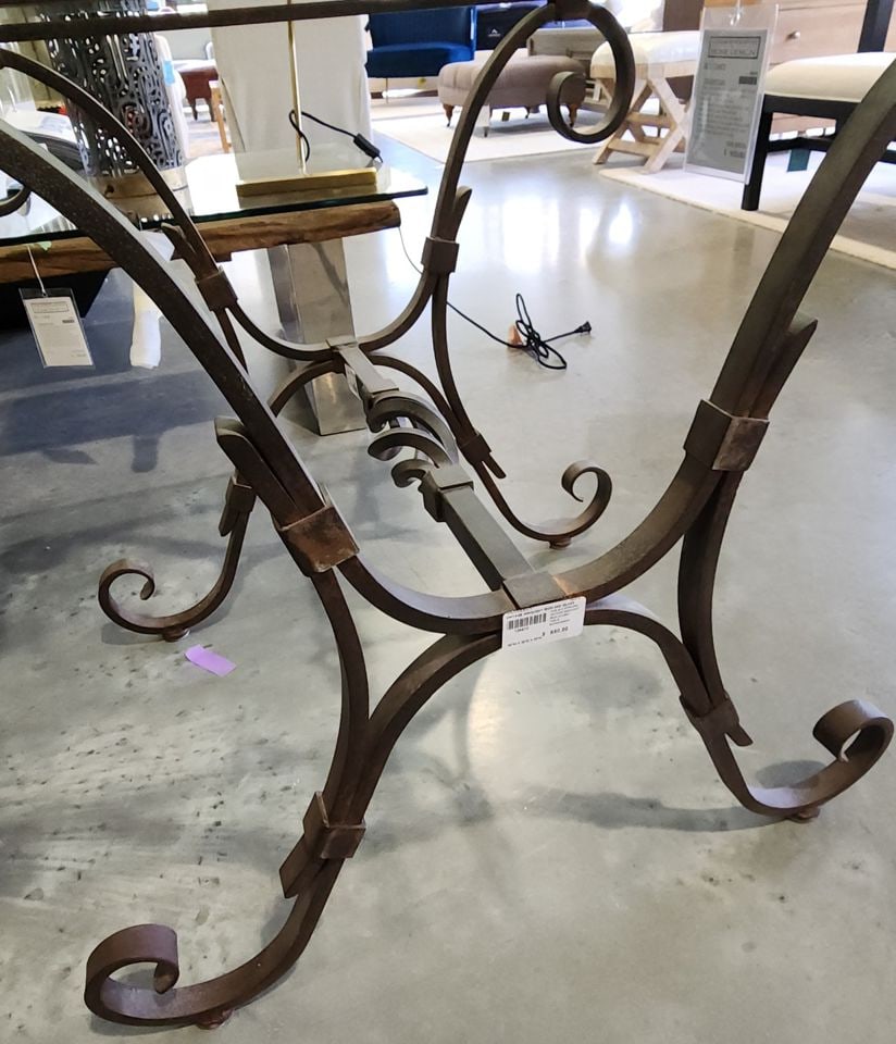 Ralph Lauren Rare Vintage Neoclassical 30x30x28 French Wrought Iron Scroll 1/2" Glass Top Side Table - 5