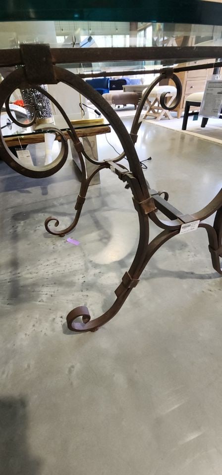 Ralph Lauren Rare Vintage Neoclassical 30x30x28 French Wrought Iron Scroll 1/2" Glass Top Side Table - 7