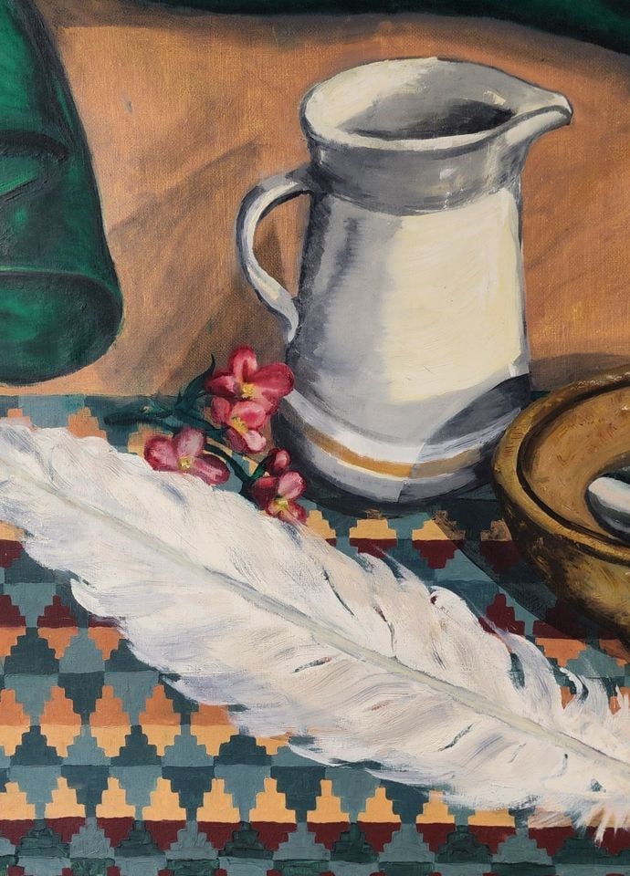 Masto 90' Vintage Ultra-Large 50"x 50" Original Still Life Oil Painting on Canvas. Taste the Lemon. - 5