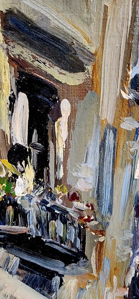 Ugo Maresca Signed Mid-Century Impressionist Palate Knife Oil Painting Italian Street Scene 16x19 - 4
