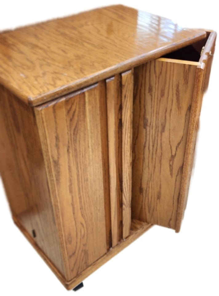 Vintage Mid-Century Modern Style 30Wx30Hx20D Bar Cabinet w/ Casters, 2 Swing-Out Sections & Key Lock - 2