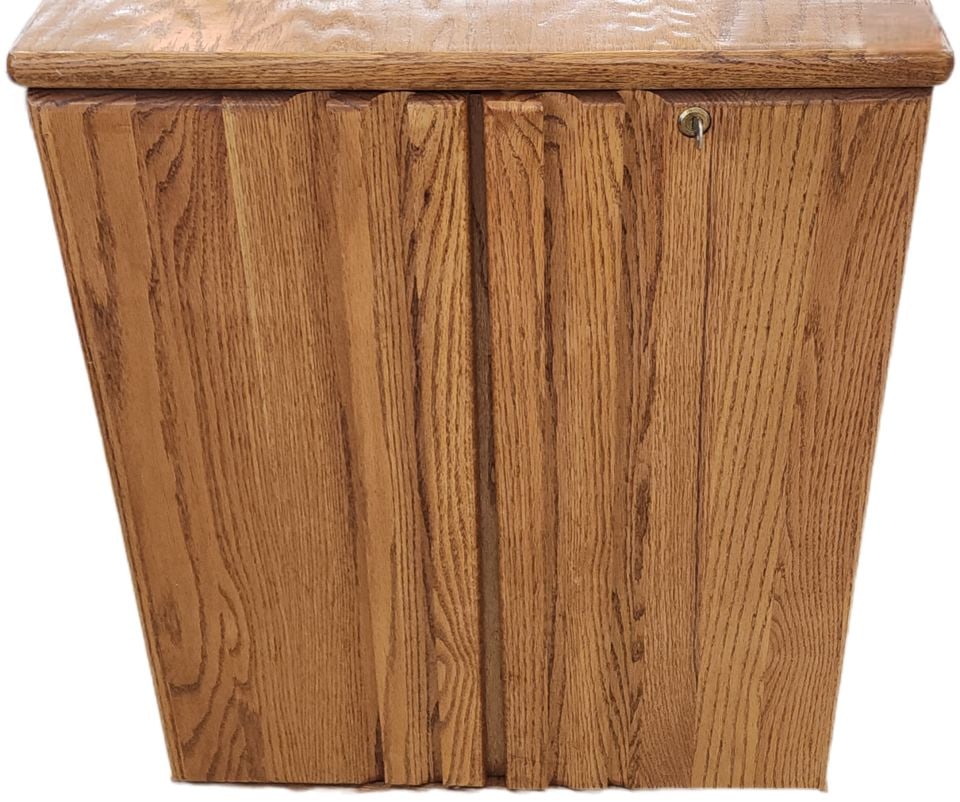 Vintage Mid-Century Modern Style 30Wx30Hx20D Bar Cabinet w/ Casters, 2 Swing-Out Sections & Key Lock - 3