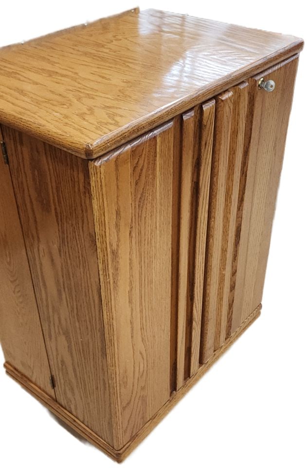 Vintage Mid-Century Modern Style 30Wx30Hx20D Bar Cabinet w/ Casters, 2 Swing-Out Sections & Key Lock - 5