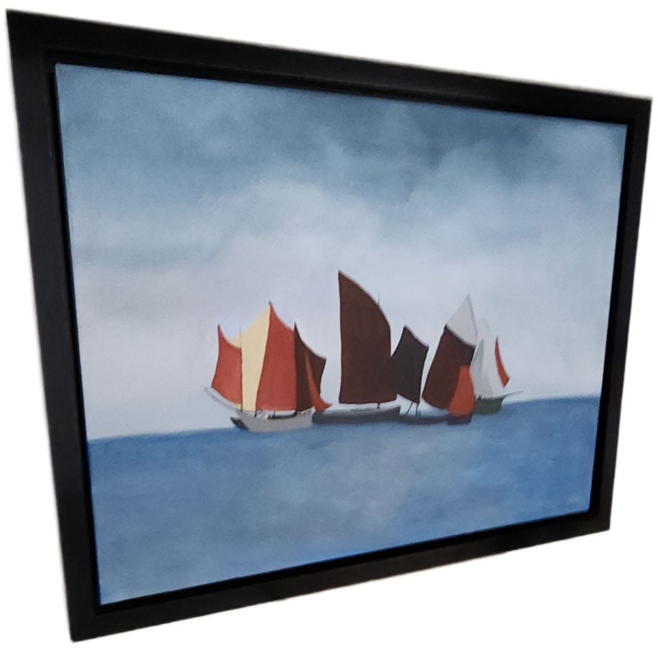 Jane Watson's 40×48 Original Iconic Oil Painting, RED SAILS Capturing the Wonder of Sailboats - 4