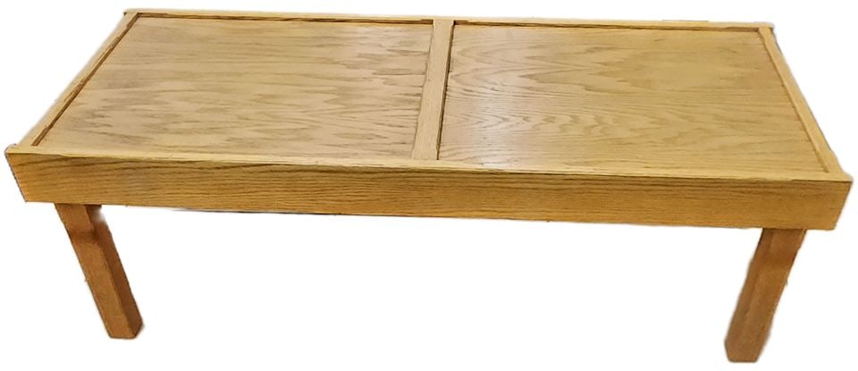 60s/70s mid-century modern solid oak 60"x 24" parsons-style coffee table or bench w/ country flair - 2